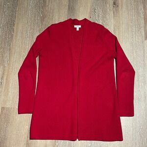 Talbots‎ Petite Red Cotton Open Front Cardigan Sweater Jacket Classic